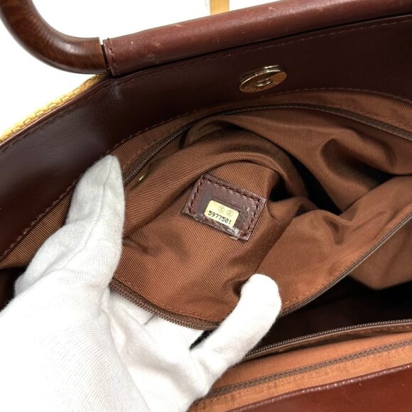 Authentic CHANEL Vintage Raffia Tote Woven Straw Shoulder Bag Wooden Ring Beige - Picture 9 of 12